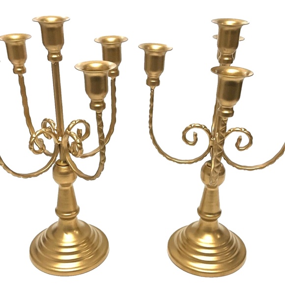 NUPTIO Candle Holders for Table Centerpiece 2 Pcs 30 inch Tall 5 Arm Gold Stand - Picture 4 of 4